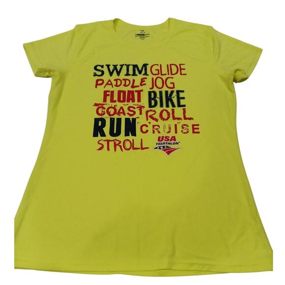 USA Triathlon Comfortable Women t-shirt yellow size Large - Picture 1 of 5